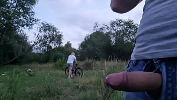 Preview 3 of Sex Boy Gay Iranian - I public jerk off dick near unknown busty blonde girl and she want look how i masturbate and want touch my cock