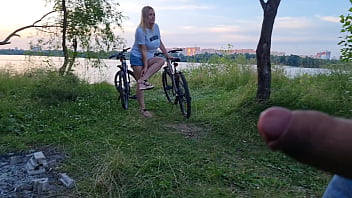 Preview 4 of Sex Boy Gay Iranian - I public jerk off dick near unknown busty blonde girl and she want look how i masturbate and want touch my cock