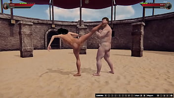 Preview 1 of Chinese Gay Videos - Ethan vs. Aurora (Naked Fighter 3D)
