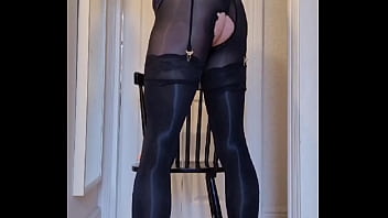 Preview 2 of Mom Pakse - Nylon slut riding dildo in her stockings and pantyhose
