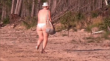 Preview 3 of Schoolboy Creampie - Juicy MILF with a big ass in a white bikini