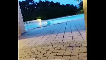 Preview 2 of Nude Japanese Gym - Together at the night pool