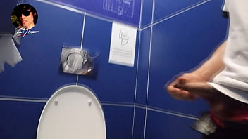 Preview 2 of Salope 974 - Downtown mall Jon Arteen pisses pee,  masturbates penis and ejaculates cum in public restroom