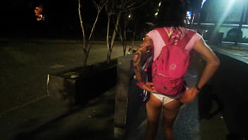 Preview 3 of Girls Sexey Dog Video Local Xxx - Mega tetona trans exhibiendose en la plaza