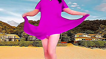 Preview 2 of Beach Girls Mom - Transgender Hot Pretty Ladyboy Short Dress White Body Sexy Dancer Cosplayer Model Shemale