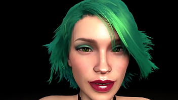 Preview 1 of Japanease Sub - Solo Chick With Green Hair Riding a Dildo | 3D Porn