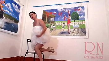 Preview 2 of Super Story - Photo shot. Bride in white dress and have no panties in art gallery. 2
