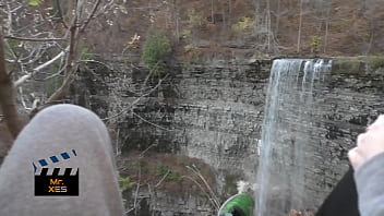 Preview 1 of Xx Video Xxxx - Blonde Outdoor Waterfall Blowjob Almost Caught