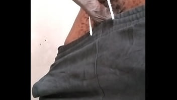 Preview 3 of Indine Gral Sex - Skinny black amateur gently massaging his massive hard dick in the morning.Part 1