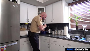 Preview 1 of Little Watching Me Masturbating - FamilyTwink - Cop Stepdad Punish his Little Curious Stepson, 