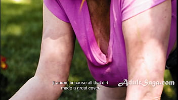 Preview 1 of Bayz And Bayz - BBW MILFs Water Eachother&#039_s Tits After Getting Dirty Gardening - Lauren Phillips,  Mona Azar