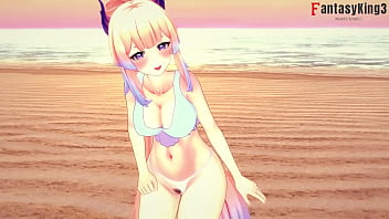 Preview 2 of Sweet Couple Make Wonderful Love - Kokomi bikini blowjob | Genshin Impact | Short