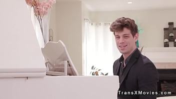 Preview 1 of Hot Mom Gand Sex - Husband anal fucks sexy shemale wife after playing piano