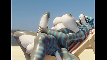 Preview 2 of Sauna Illy Leblly - Futanari shark Nika fapping on beach(Nika Sharkeh)