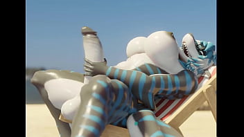 Preview 1 of Sauna Illy Leblly - Futanari shark Nika fapping on beach(Nika Sharkeh)