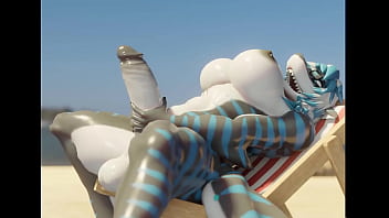 Preview 4 of Sauna Illy Leblly - Futanari shark Nika fapping on beach(Nika Sharkeh)