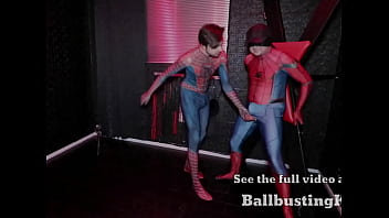 Preview 3 of Il La Caresse Sous La Table - &quot_Captured Spyder-Man&quot_ - Ballbusting Kings Preview