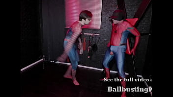 Preview 4 of Il La Caresse Sous La Table - &quot_Captured Spyder-Man&quot_ - Ballbusting Kings Preview