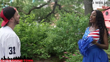 Preview 3 of Upskirt Chamo - Cheerleader motivates the star quarterback with her big juicy ass