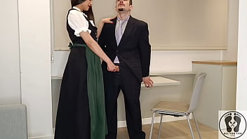 Preview 2 of Free Dowonload Xxx Videos - WEARING A TRADITIONAL AUSTRIAN DIRNDL SHE JERKED HIM OFF