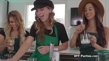 Preview 1 of Anal Au - Making coffee and sharing dick in foursome