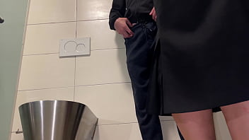 Preview 3 of Ramon Nornar Riey Steeles - Horny MILF lift up your skirt I will cum all over your fat thighs in a public restroom