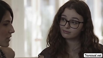 Preview 2 of Hinda Xxx Hd - Geek teen Leana Lovings gets fucked by bestfriends TS gf