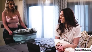 Preview 1 of Fenis Besar - Stepmom and stepdaughter watch porn together