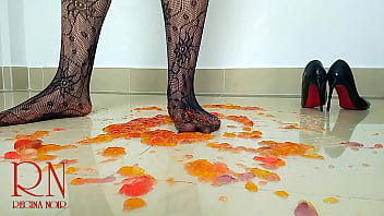Preview 4 of Hot Sex Vedio Xxxx - Sweet jeles destroying with high heels shoes on the floor. Full video