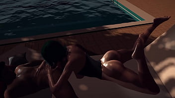 Preview 2 of Johny Ciense - Smoking Hot Girl With Green Hair Gives a Sloppy Blowjob in POV - 3D Porn