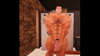 Preview 3 of Aaronandsophie Porn - muscle bull derek poundstone naked in locker room