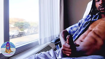 Preview 1 of Squared Pussy - Jerking Off My BBC In Second Floor Window (KuroYukiExperience)
