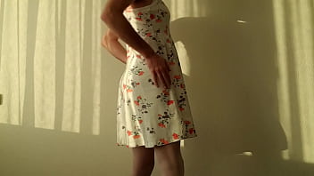 Preview 1 of Man Han Xx - Crossdresser wears Summerdress and Pink Lingerie.