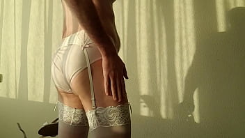 Preview 4 of Man Han Xx - Crossdresser wears Summerdress and Pink Lingerie.