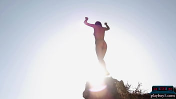 Preview 3 of Sexpak Vidio - Spanish small tits model Sophia Sohnel gets naked outdoor in the mountains