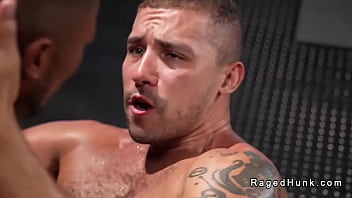 Preview 3 of Sleeping Faking Rep Dad Night - Interracial steamy gay anal sex in the gym