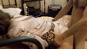 Preview 1 of Do Not Cry Baby - 1366 - Blonde Amateur French Slut,  Clothed in Leopard Nightie,  Satin tThong and Lingerie,  Fuck in Doggystyle