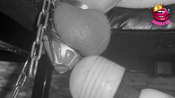 Preview 4 of Baby Son And Big Mom Xxx - Mistress milks locked cock using magic wand