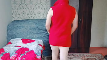 Preview 1 of Megane Cole - Red Dress Makes Me Look More White Legs As I Love