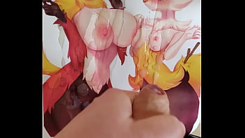Preview 3 of Sunny Leone Xxx On Red Bed - Delphox and Braixen Pokemon furry tribute (double)