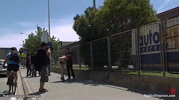 Preview 2 of Small Sis Young Bro - Redhead Euro slut anal fucked in public