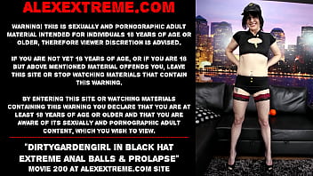 Preview 1 of Ngentot Sama Hewan - Dirtygardengirl in black hat extreme anal balls &amp_ prolapse