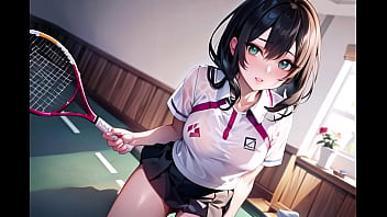 Preview 2 of Arabic First Night Xxx Videos - Sexy Young Anime Teens Playing Tennis With Transparent Cloth (with pussy masturbation ASMR sound!) Uncensored Hentai