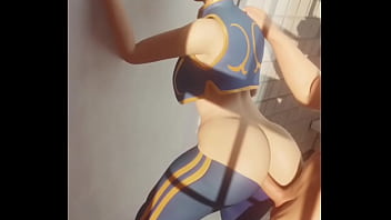 Preview 3 of 2 Man Fuck With 1 Girl - Fortnite chun li doing sneaky sex in bathroom