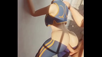 Preview 4 of 2 Man Fuck With 1 Girl - Fortnite chun li doing sneaky sex in bathroom