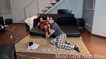 Preview 3 of Badroom Sleep Mom - Mistress Erika and Mr Pine -  Real Sexy and dominant cheerleader put nerd at his place - FOOT WORSHIP - FEMDOM - FOOT DOMINATION - FOOT HUMILIATION - SWEATY FEET - STINKY FEET - SMELLY FEET- SNEAKERS - BLACKMAIL-FANTASY - FOOT SLAP -
