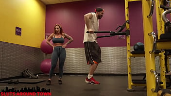 Preview 3 of Lucita Hott - Personal trainer gives private lesson to guy at the gym