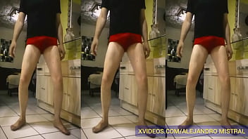 Preview 4 of Super Hot Sez - Maduro delgado muestra la verga en calzones rojos fetiche exhibicionista Alejandro Mistral Video porno Gay er&oacute_tico