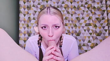 Preview 2 of Adults Amature - Gorgeous college girl with pigtails seduces the boss and twerks on his cock until cum in mouth