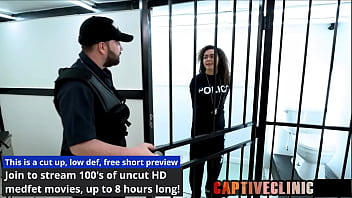 Preview 1 of Sophie Dee Cuckold Mistress - 2 Male Police Strip Search Crooked Corrupt Cop Mara Luv At Rikers Island After She Gets Arrested For Her Crimes! Watch The Full 1  Hour Movie Only At BondageClinic! Reup